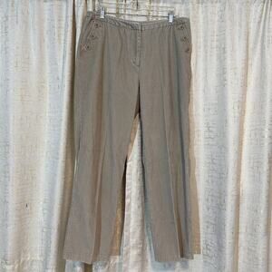 J. Jill Tan Corduroy Pants Wide Legs Side Button Detail 100% Cotton Womens Sz 16